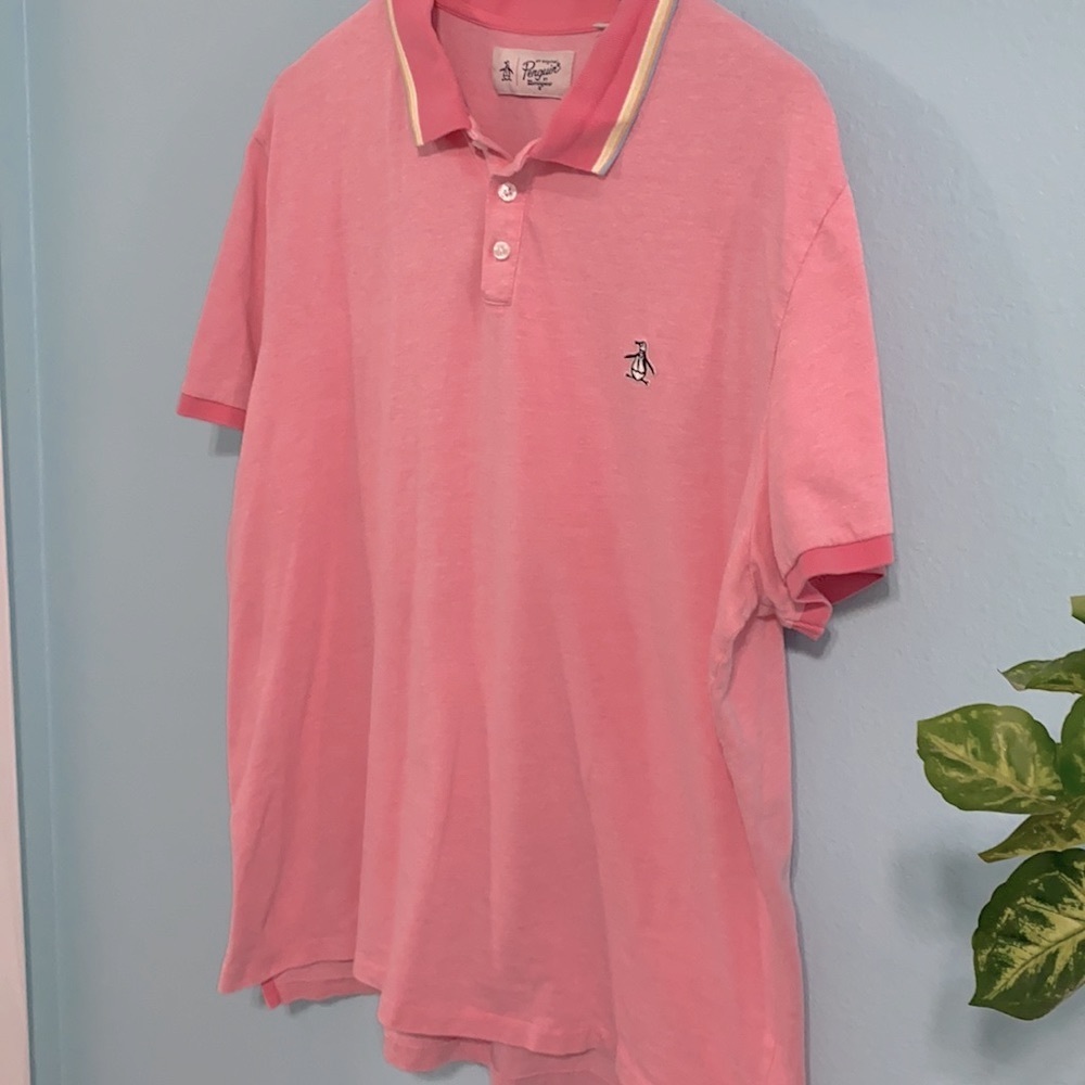 ORIGINAL PENGUIN PINK COLLARD T-SHIRT SZ XXL